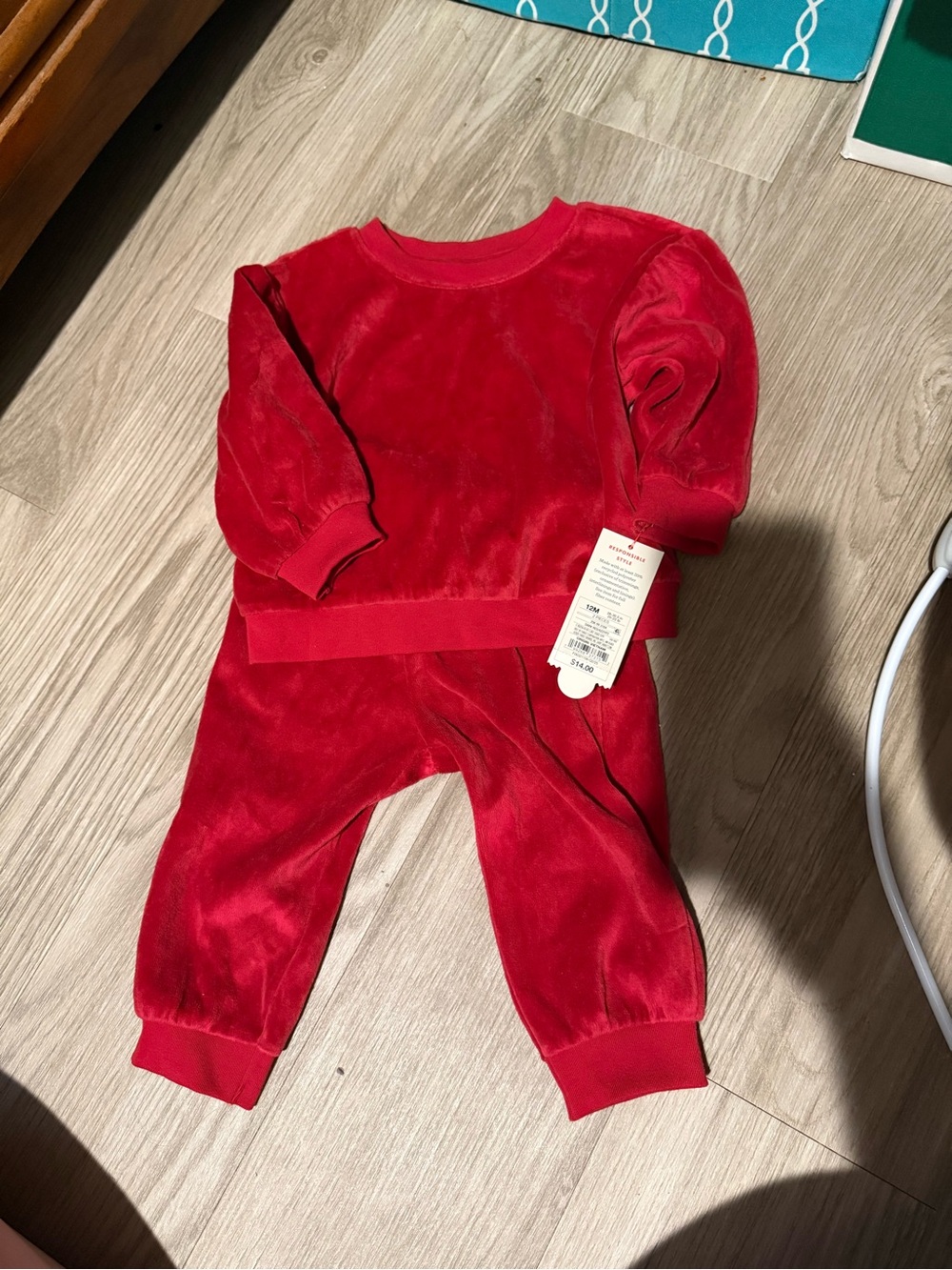 Red Velour Kids Bottoms Set - Unbranded